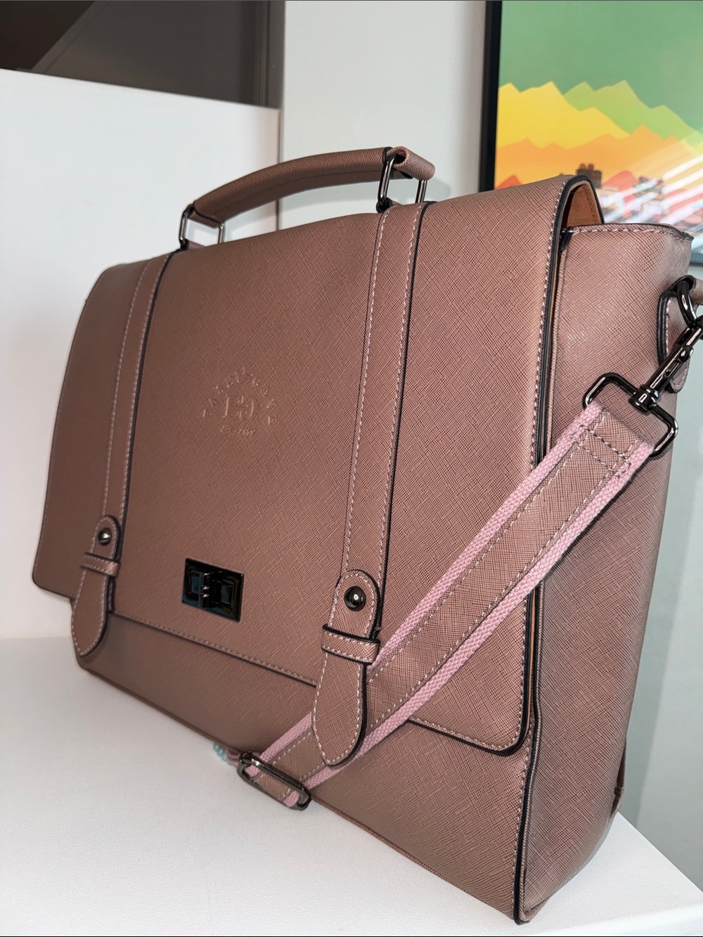 EaseGave 15.6" Laptop Briefcase Satchel Messenger Bag—Mauve / Vintage Purple - Picture 3 of 9